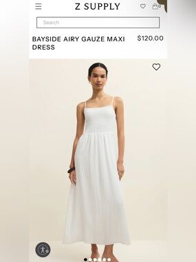 Z Supply White Gauze Maxi Dress with Smocked Bodice